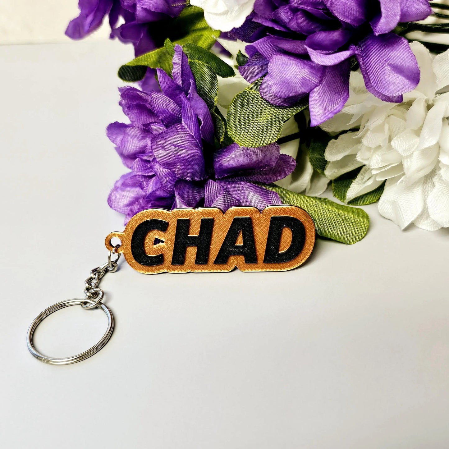 Personalized 3D Printed Name Keychain - Two-Tone Custom Keyring CR3 Design Co
