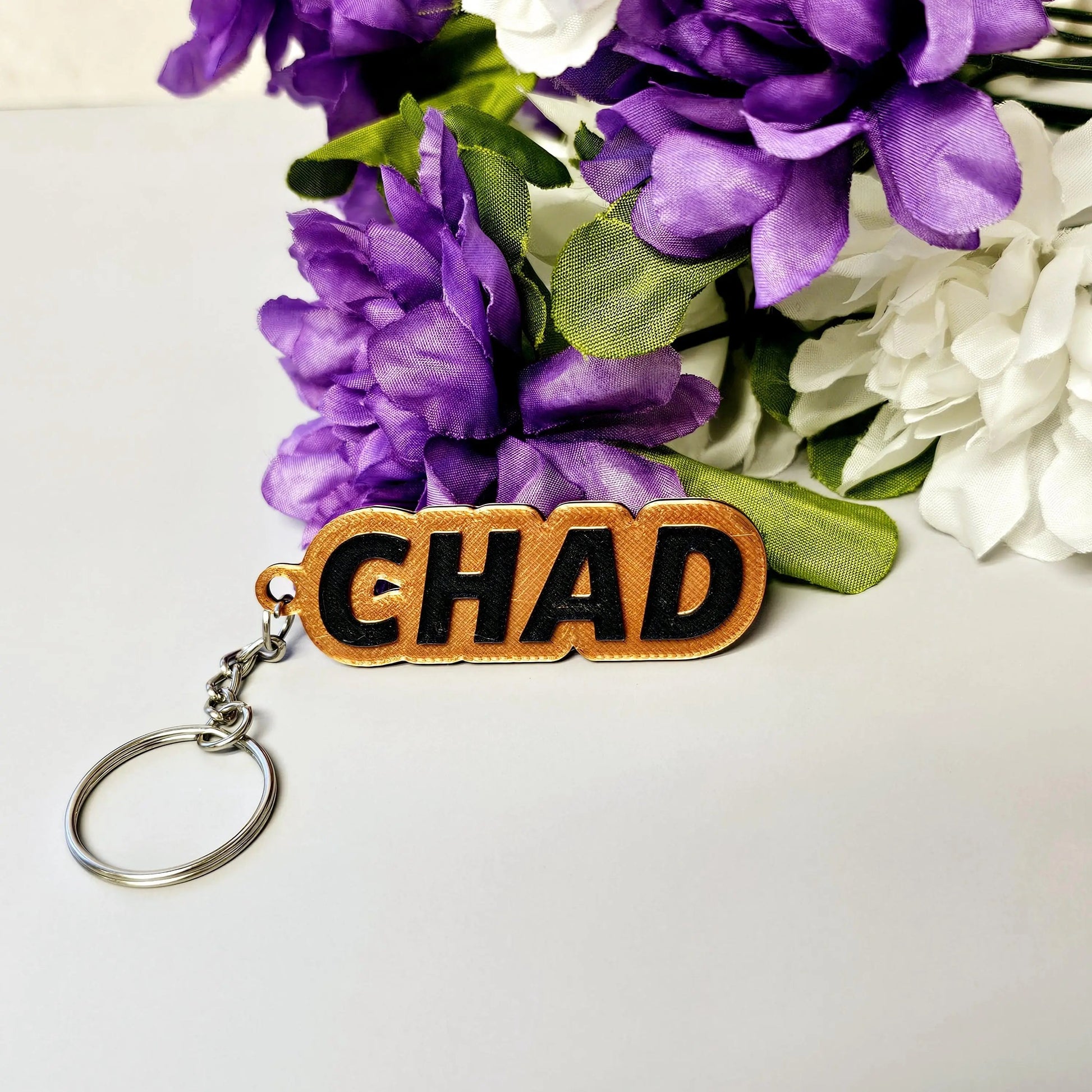 Personalized 3D Printed Name Keychain - Two-Tone Custom Keyring CR3 Design Co