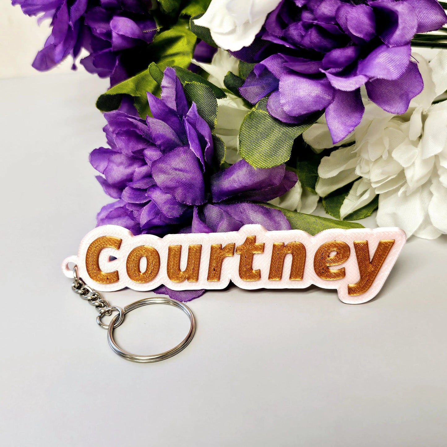 Personalized 3D Printed Name Keychain - Two-Tone Custom Keyring CR3 Design Co