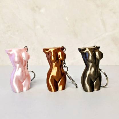 3D Printed Curvy Torso Bag Charm: Silk Rose Gold Keychain CR3 Design Co