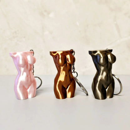 3D Printed Curvy Lady Keychain: Silk Copper Torso Bag Charm CR3 Design Co
