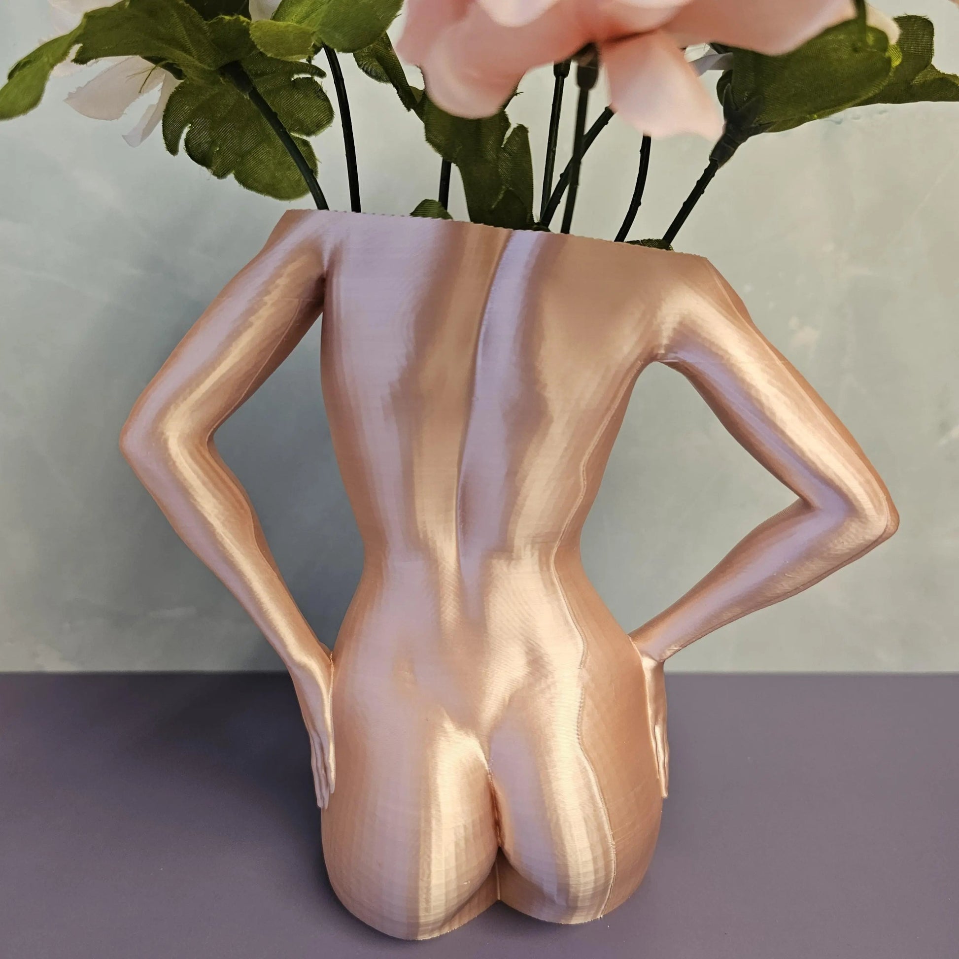 Silk Rose Gold Female Torso Vase: 3D Printed Modern Decor CR3 Design Co