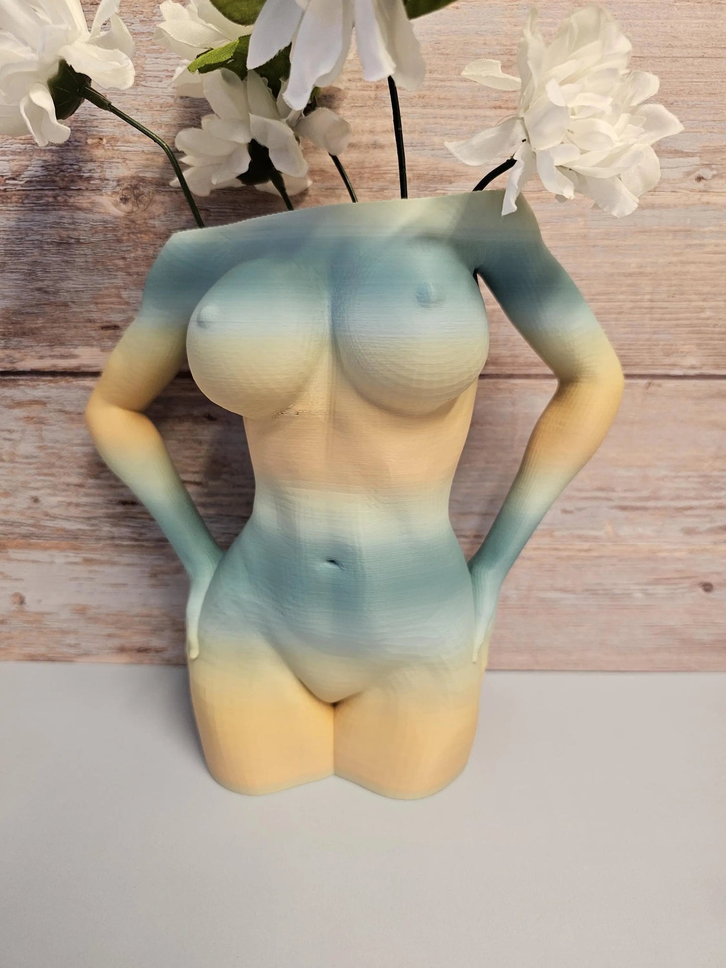 Ethereal Pastel Female Torso Vase: 3D Printed Modern Sculpture for Minimalist Home Decor CR3 Design Co