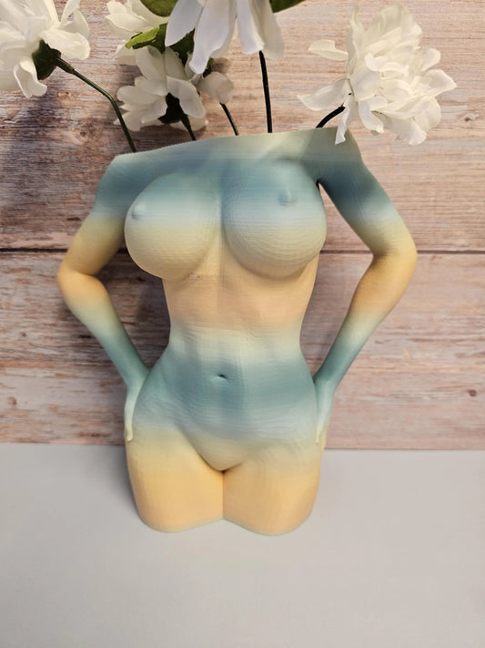 Ethereal Pastel Female Torso Vase: 3D Printed Modern Sculpture for Minimalist Home Decor CR3 Design Co