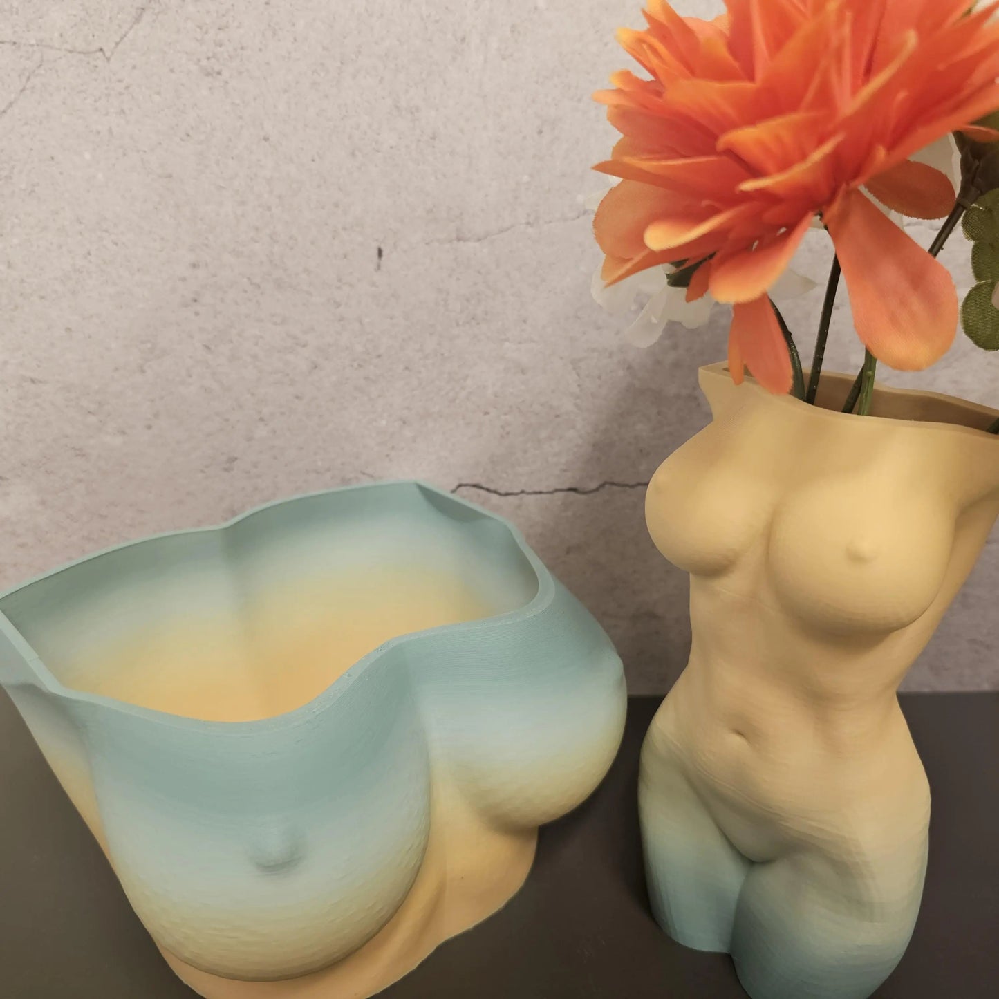3D Printed Bust Planter: Misty Morning Pastel Vase CR3 Design Co