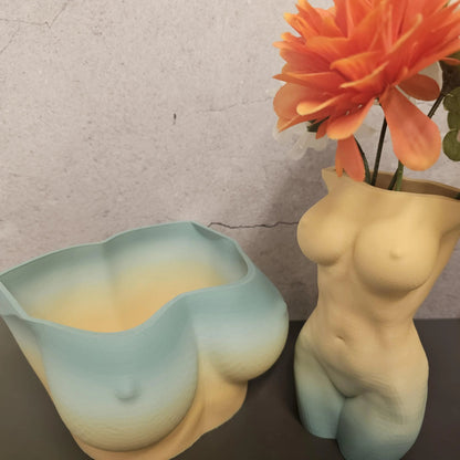 3D Printed Bust Planter: Misty Morning Pastel Vase CR3 Design Co