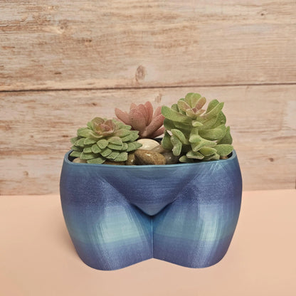 Aqua 3D Printed Butt Planter: Modern Body Art Vase CR3 Design Co