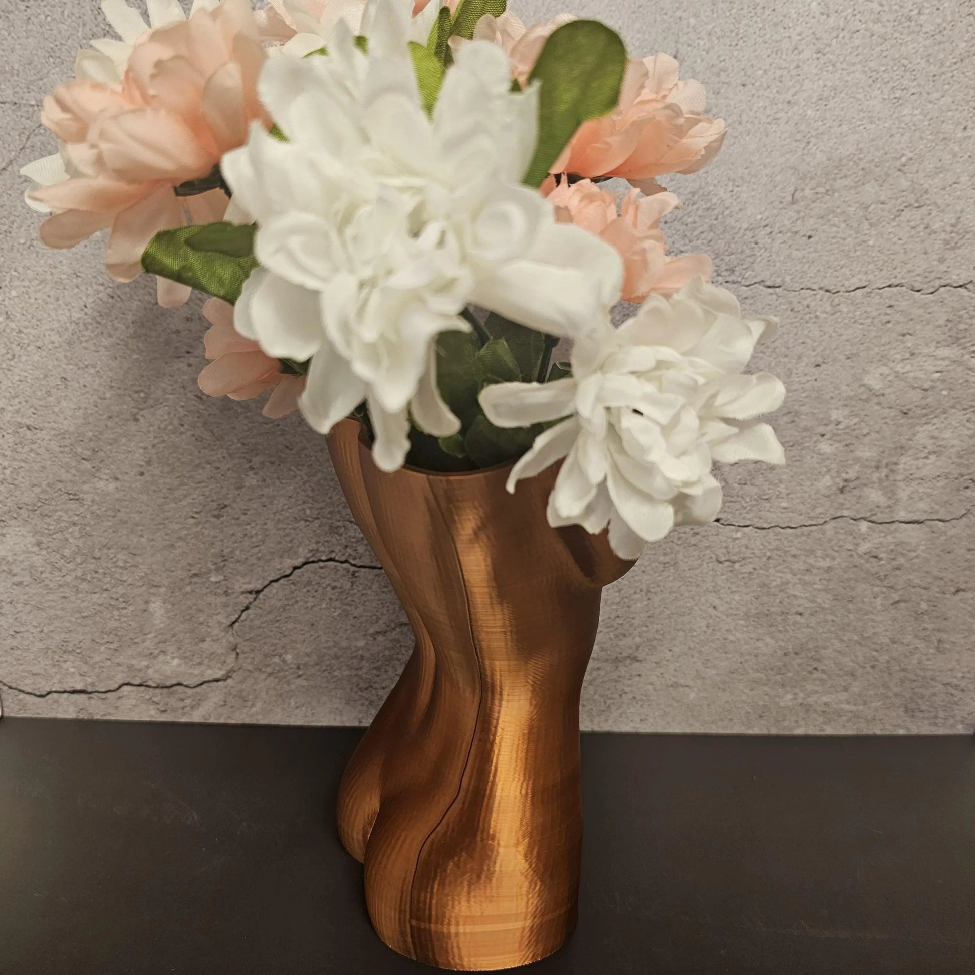 Silk Copper Luna Vase: 3D Printed Female Torso Sculpture CR3 Design Co
