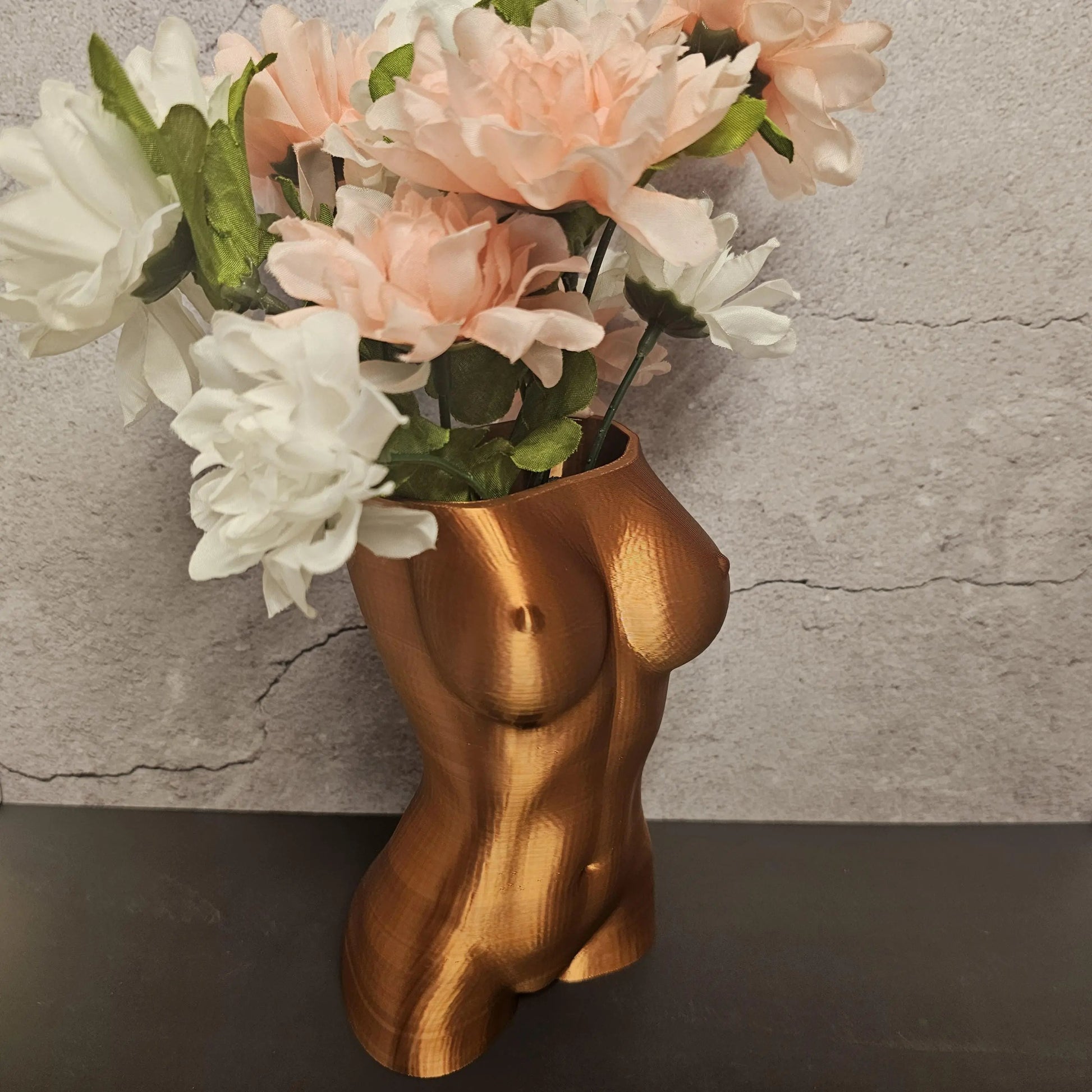 Silk Copper Luna Vase: 3D Printed Female Torso Sculpture CR3 Design Co