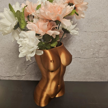 Silk Copper Luna Vase: 3D Printed Female Torso Sculpture CR3 Design Co