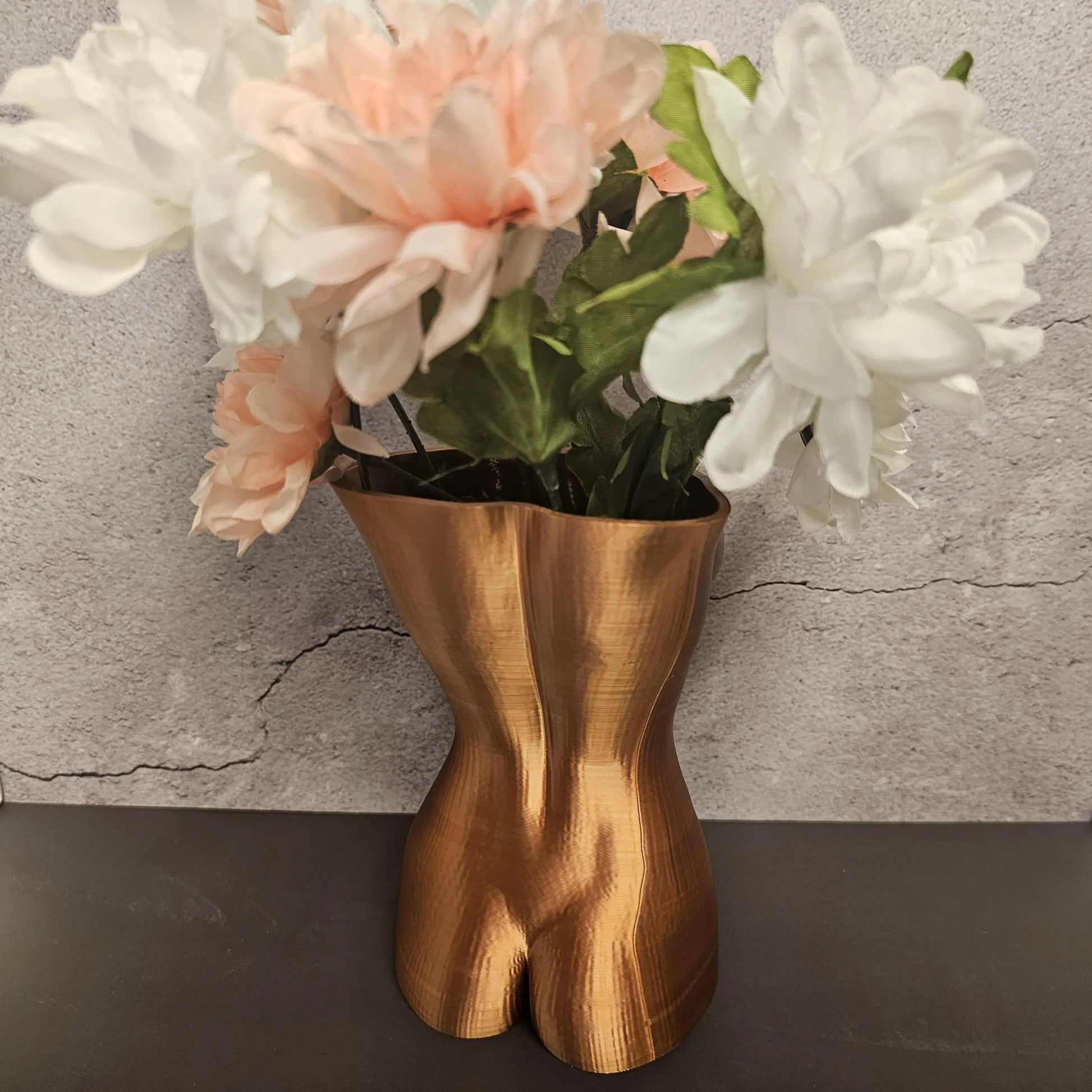 Silk Copper Luna Vase: 3D Printed Female Torso Sculpture CR3 Design Co