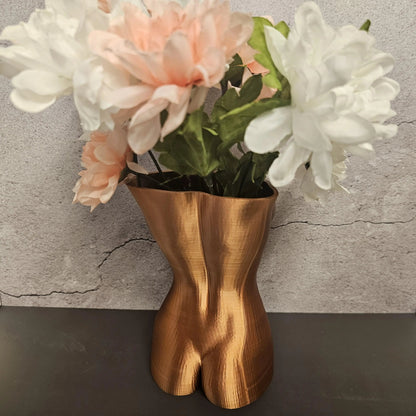 Silk Copper Luna Vase: 3D Printed Female Torso Sculpture CR3 Design Co