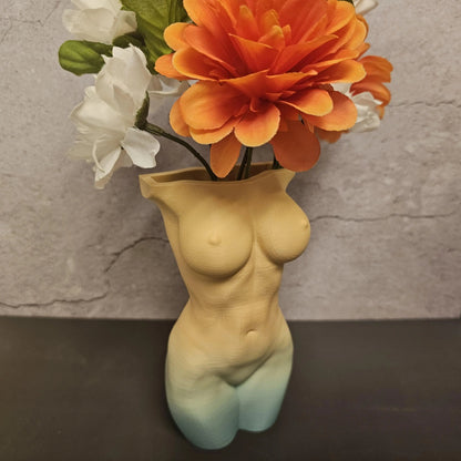 Elegant Pastel Female Torso Vase: Modern 3D Printed Sculpture for Stylish Home Decor CR3 Design Co