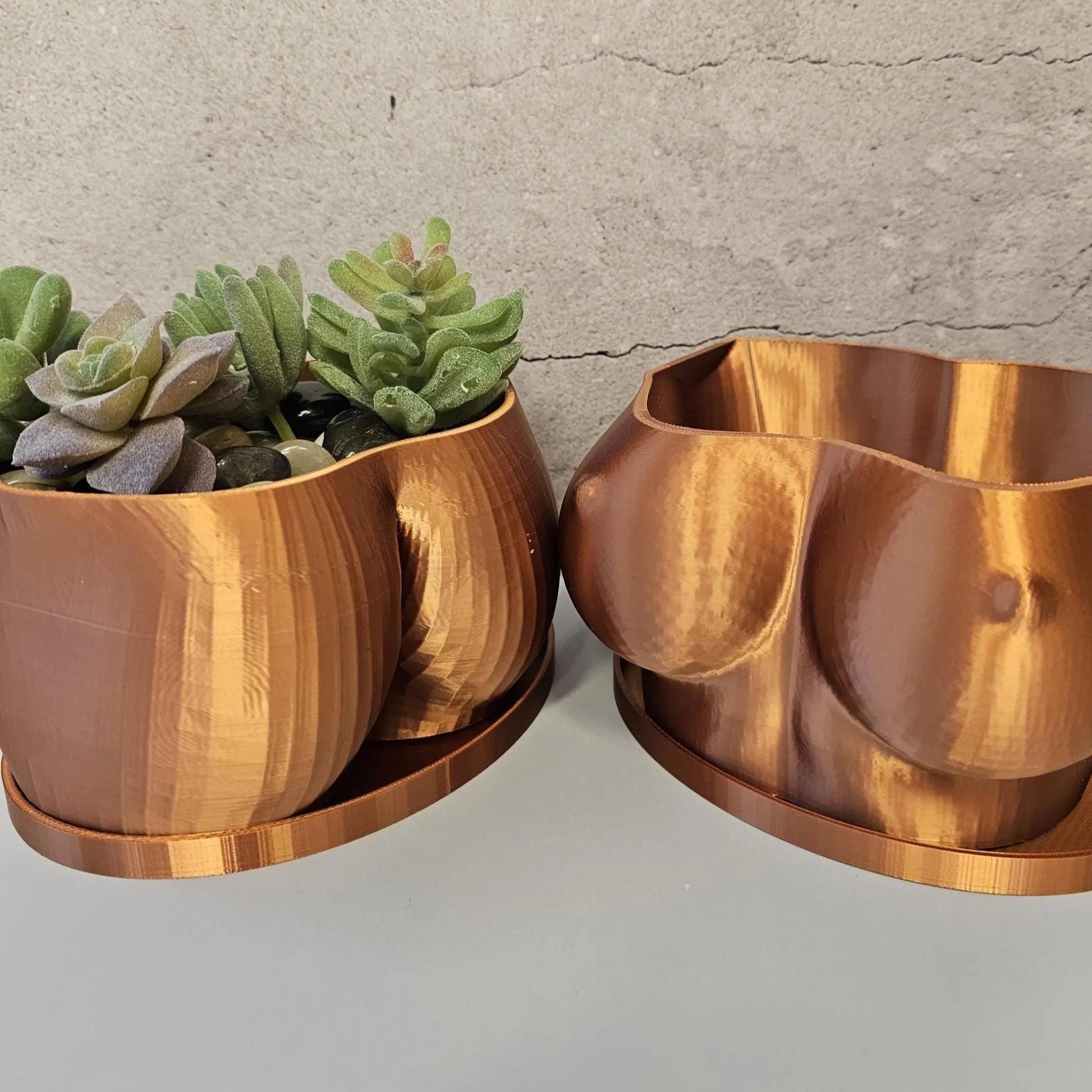 3D Printed Copper Butt Planter: Modern Body Art Vase CR3 Design Co