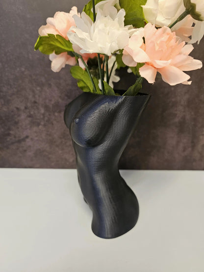 Midnight Blue Goddess Vase: 3D Printed Torso Sculpture CR3 Design Co