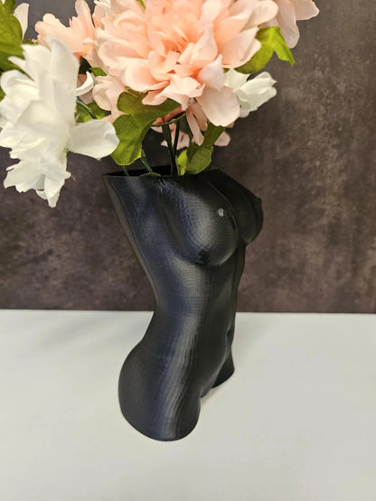 Midnight Blue Goddess Vase: 3D Printed Torso Sculpture CR3 Design Co