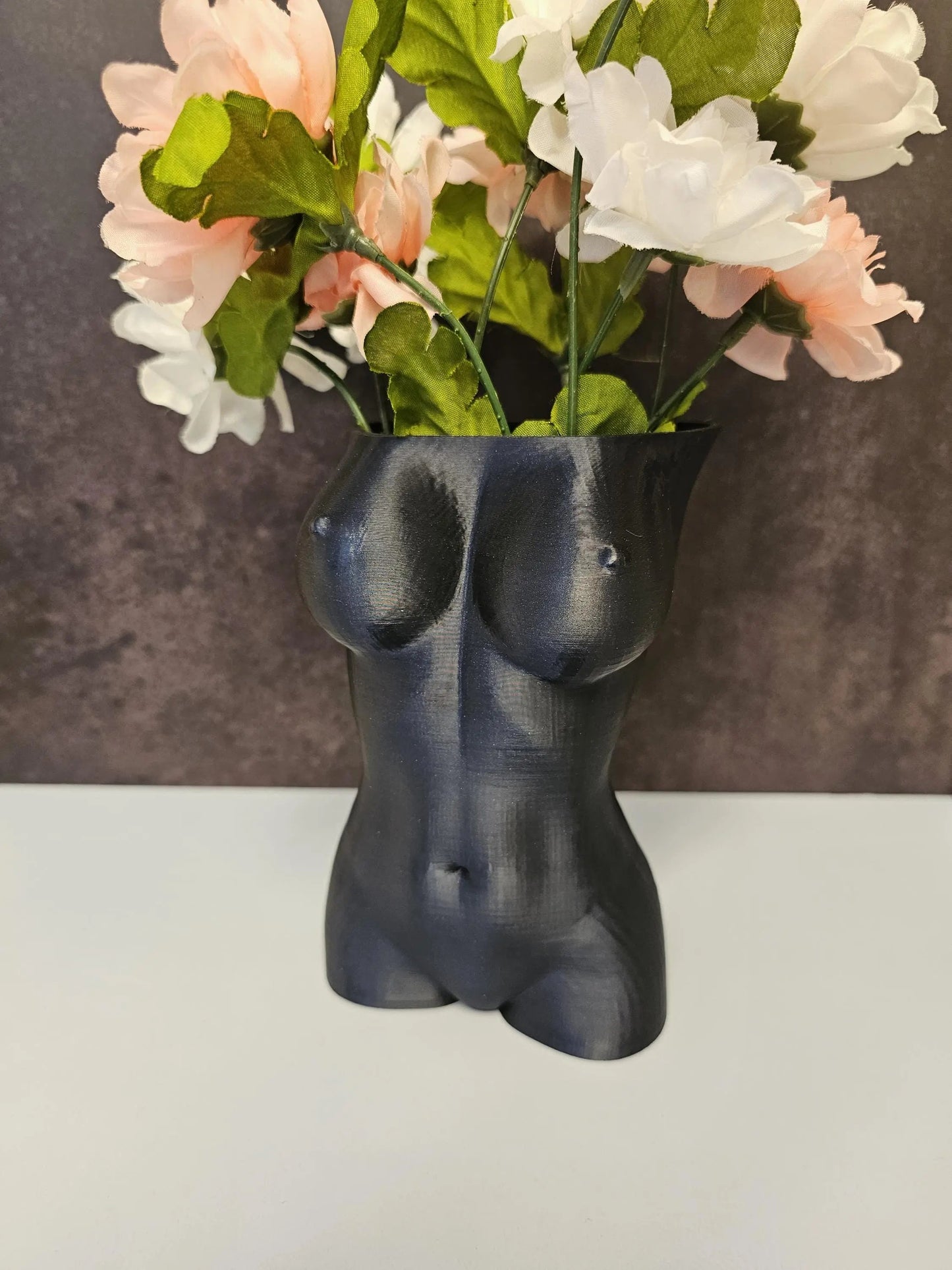Midnight Blue Goddess Vase: 3D Printed Torso Sculpture CR3 Design Co