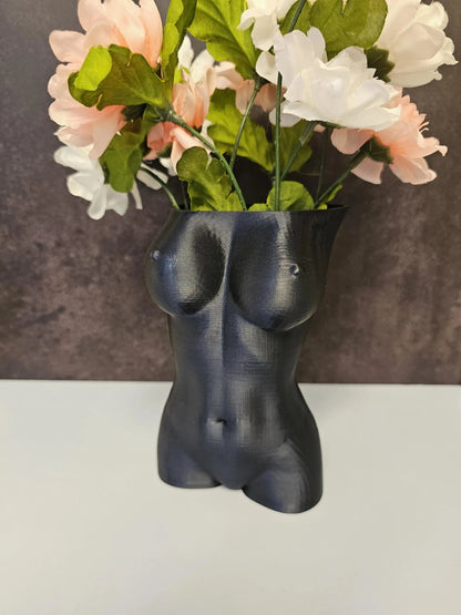 Midnight Blue Goddess Vase: 3D Printed Torso Sculpture CR3 Design Co