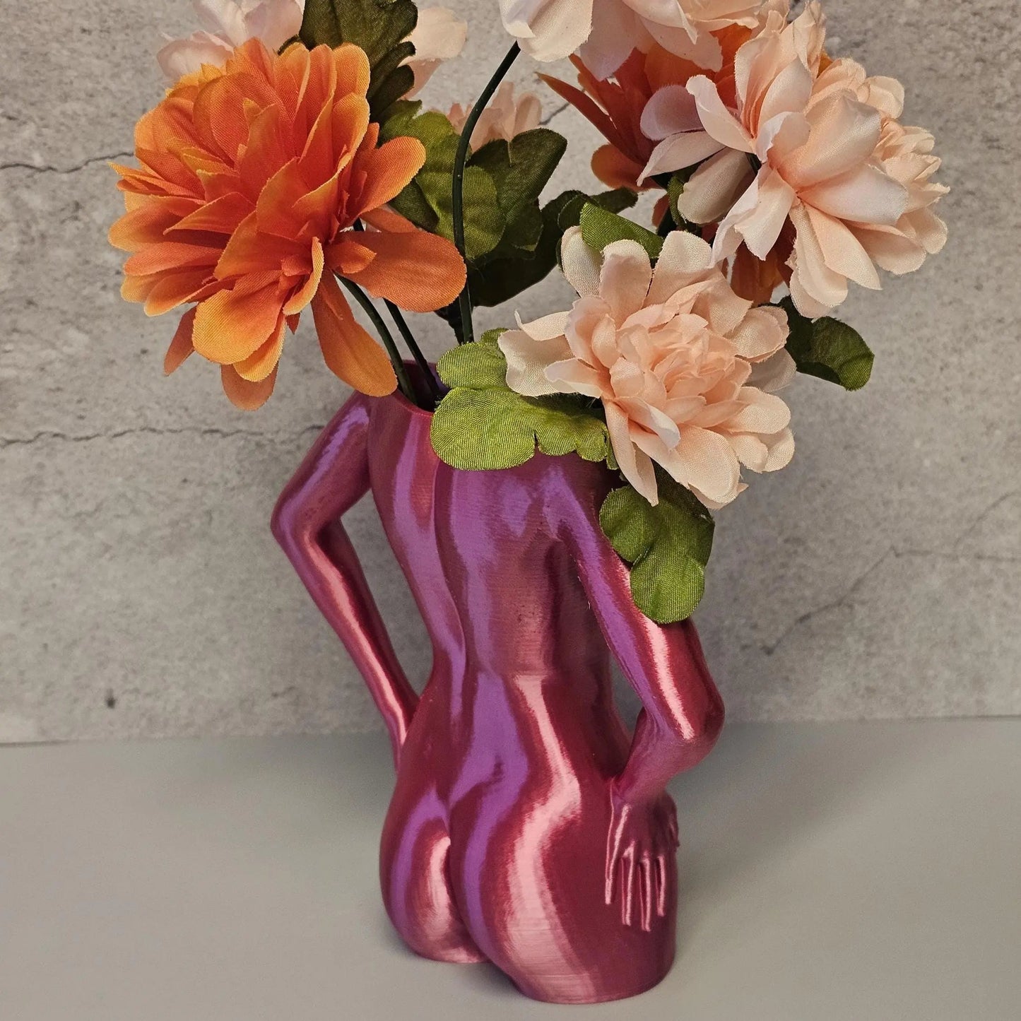 Electric Rose Torso Vase: Modern 3D Printed Sculpture CR3 Design Co