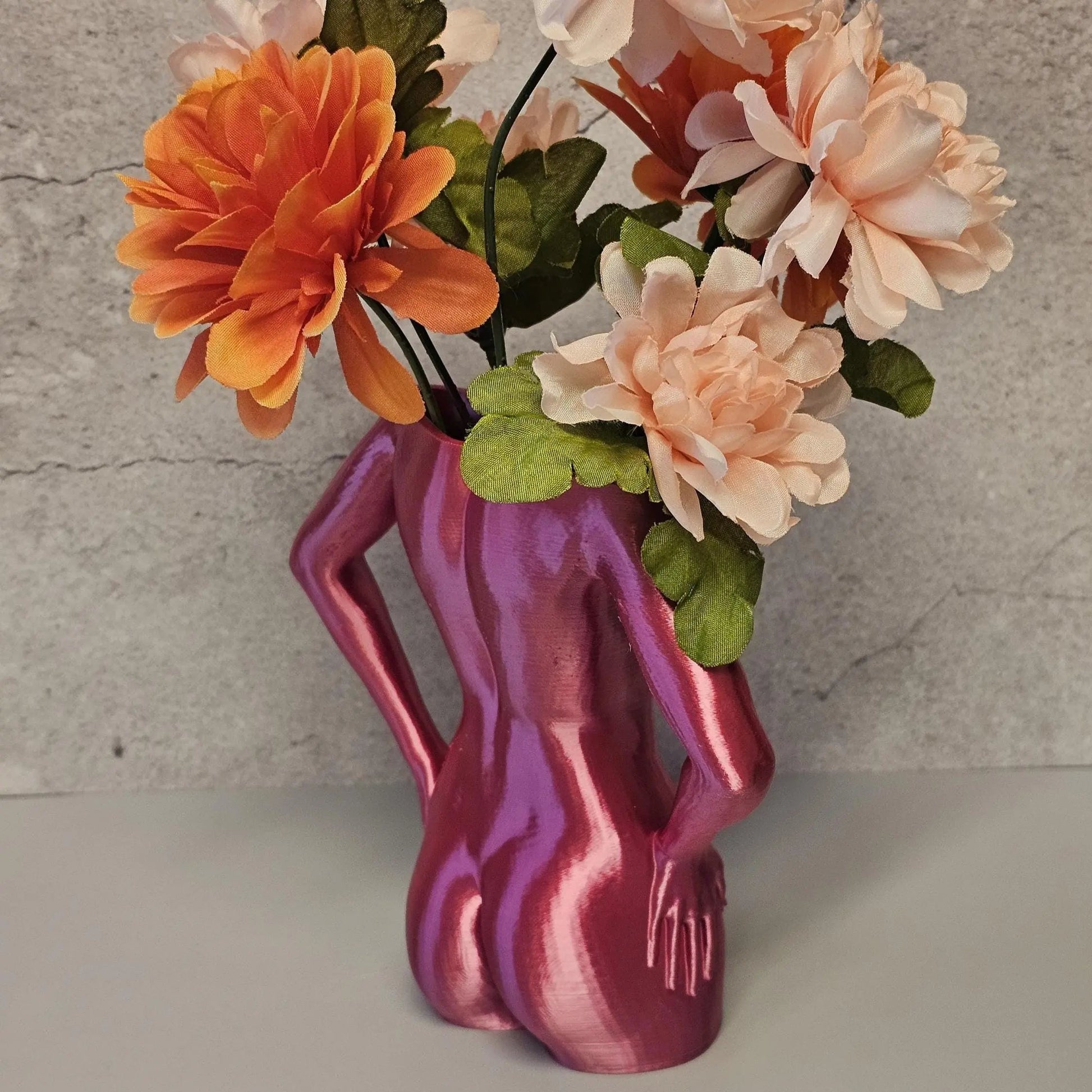 Electric Rose Torso Vase: Modern 3D Printed Sculpture CR3 Design Co