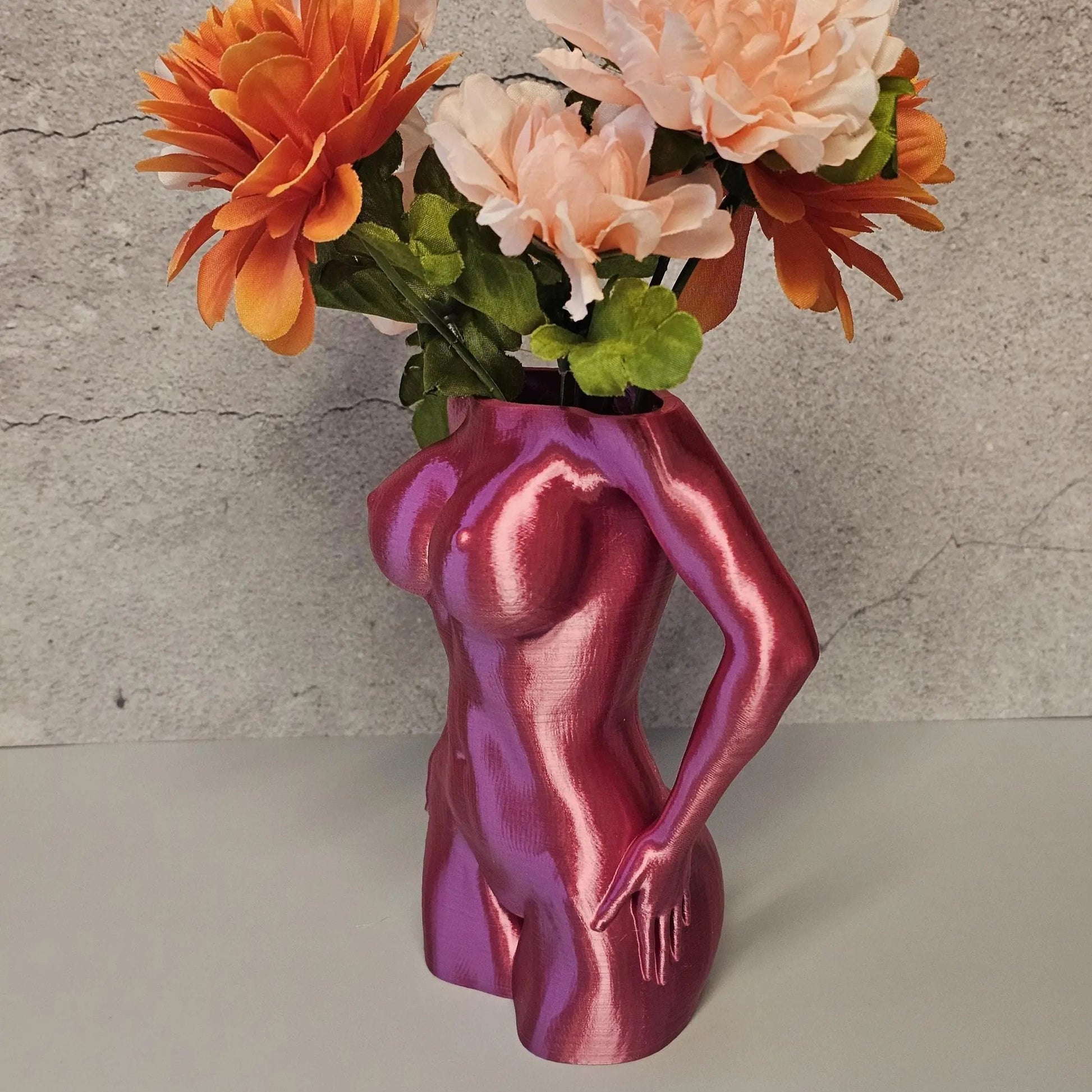 Electric Rose Torso Vase: Modern 3D Printed Sculpture CR3 Design Co