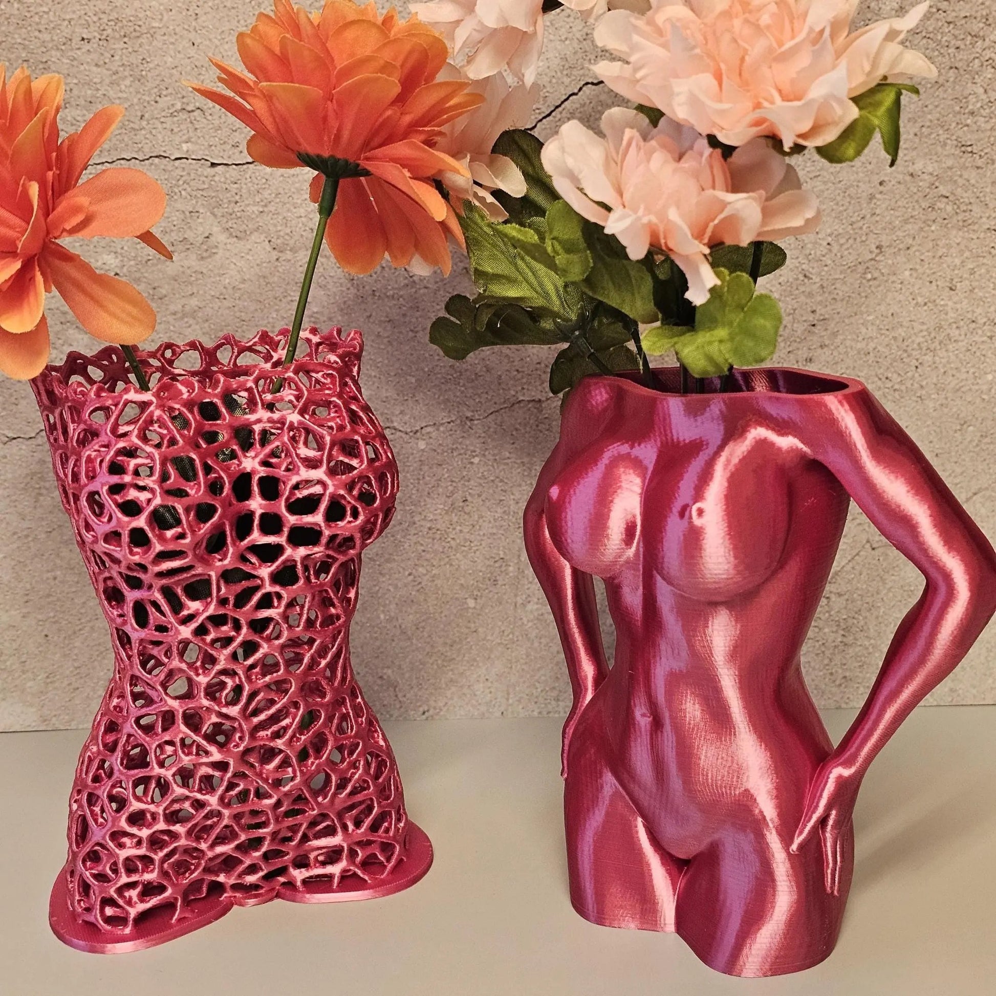 Electric Rose Torso Vase: Modern 3D Printed Sculpture CR3 Design Co