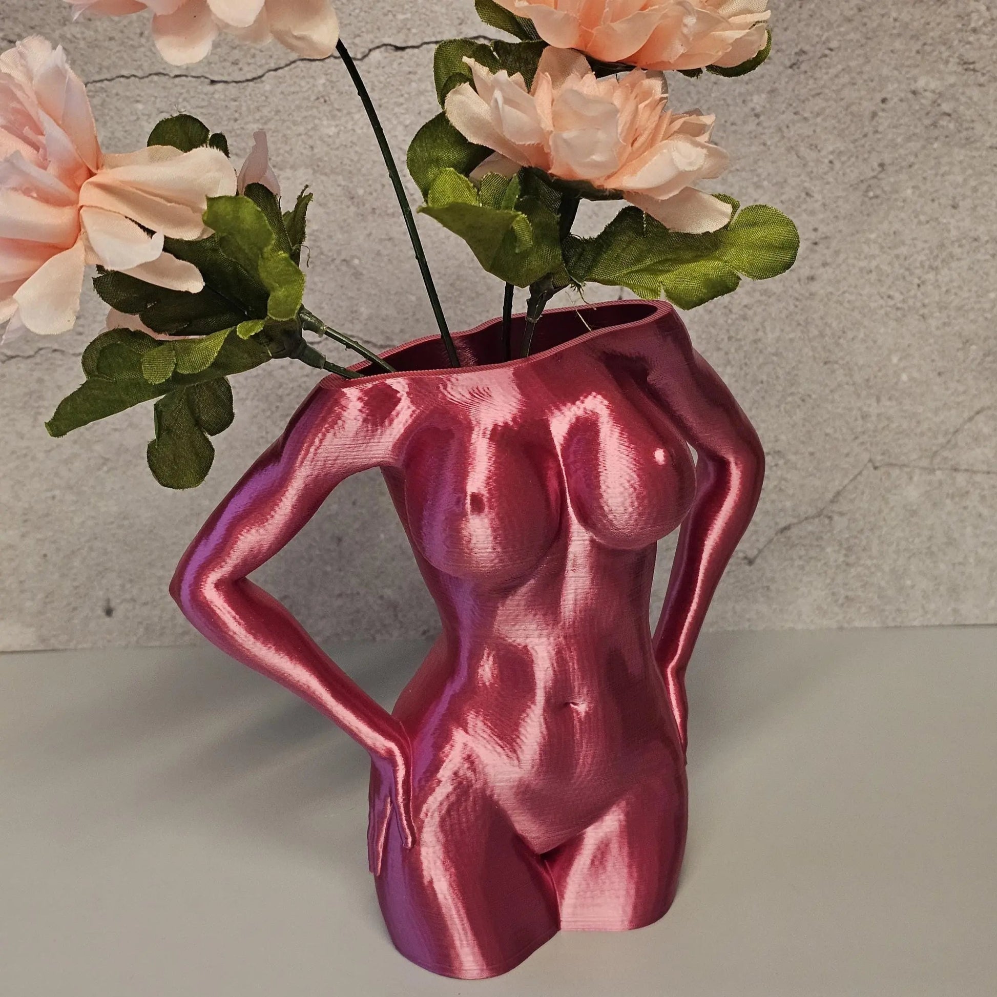 Electric Rose Torso Vase: Modern 3D Printed Sculpture CR3 Design Co