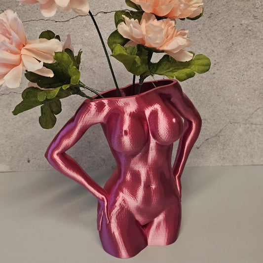 Electric Rose Torso Vase: Modern 3D Printed Sculpture CR3 Design Co