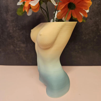 Elegant Luna Goddess Vase: Modern 3D Printed Pastel Torso Sculpture for Home Decor CR3 Design Co