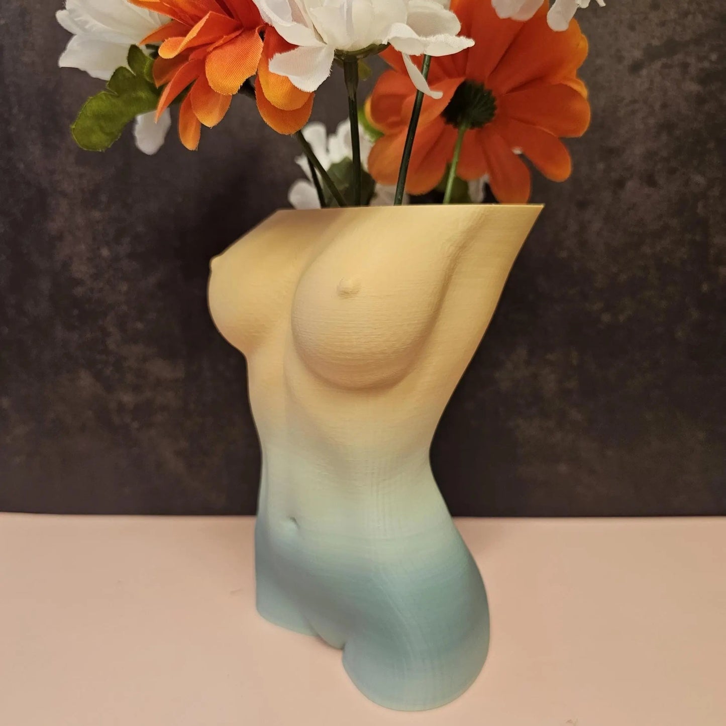 Elegant Luna Goddess Vase: Modern 3D Printed Pastel Torso Sculpture for Home Decor CR3 Design Co