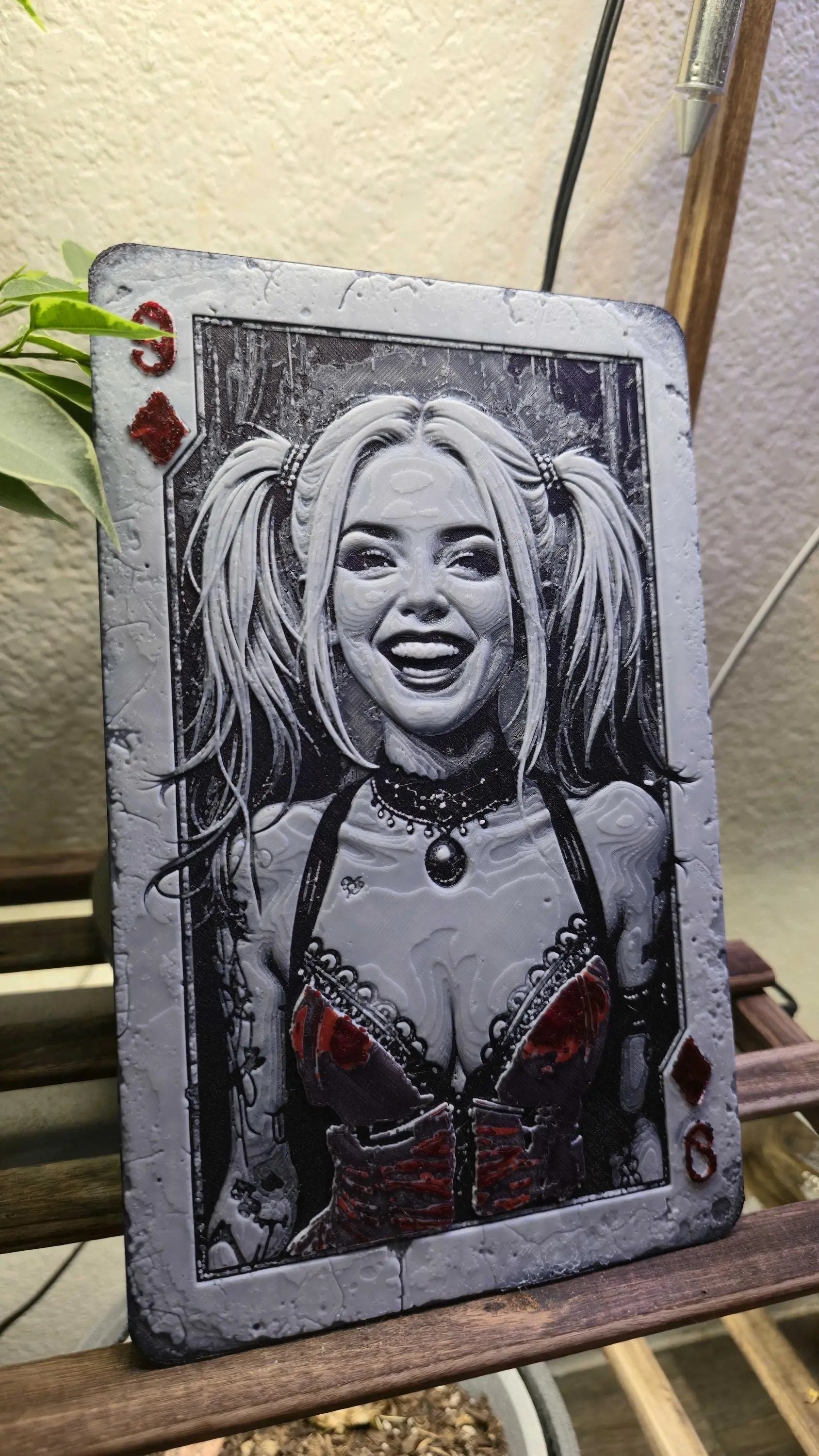 Harley Quinn Playing Card Wall Art: 3D Printed Comic Decor CR3 Design Co