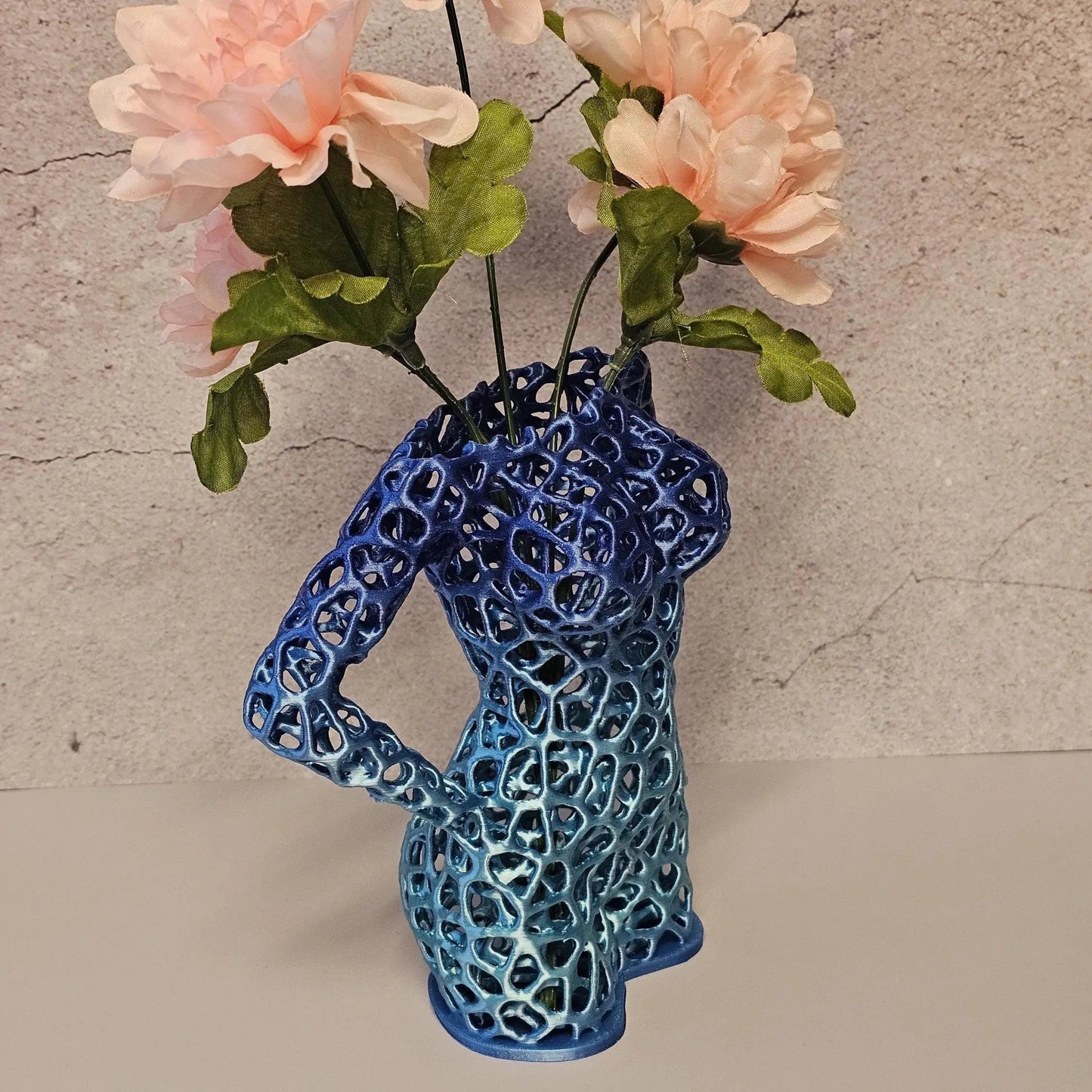 Aqua Oasis Voronoi Vase: 3D Printed Female Torso Sculpture CR3 Design Co