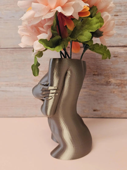 Sculptural Sable Female Torso Vase - Modern Antique Gold Body Positive Art Decor CR3 Design Co