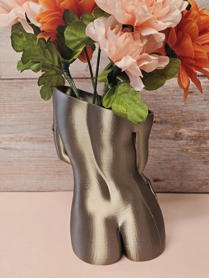 Sculptural Sable Female Torso Vase - Modern Antique Gold Body Positive Art Decor CR3 Design Co