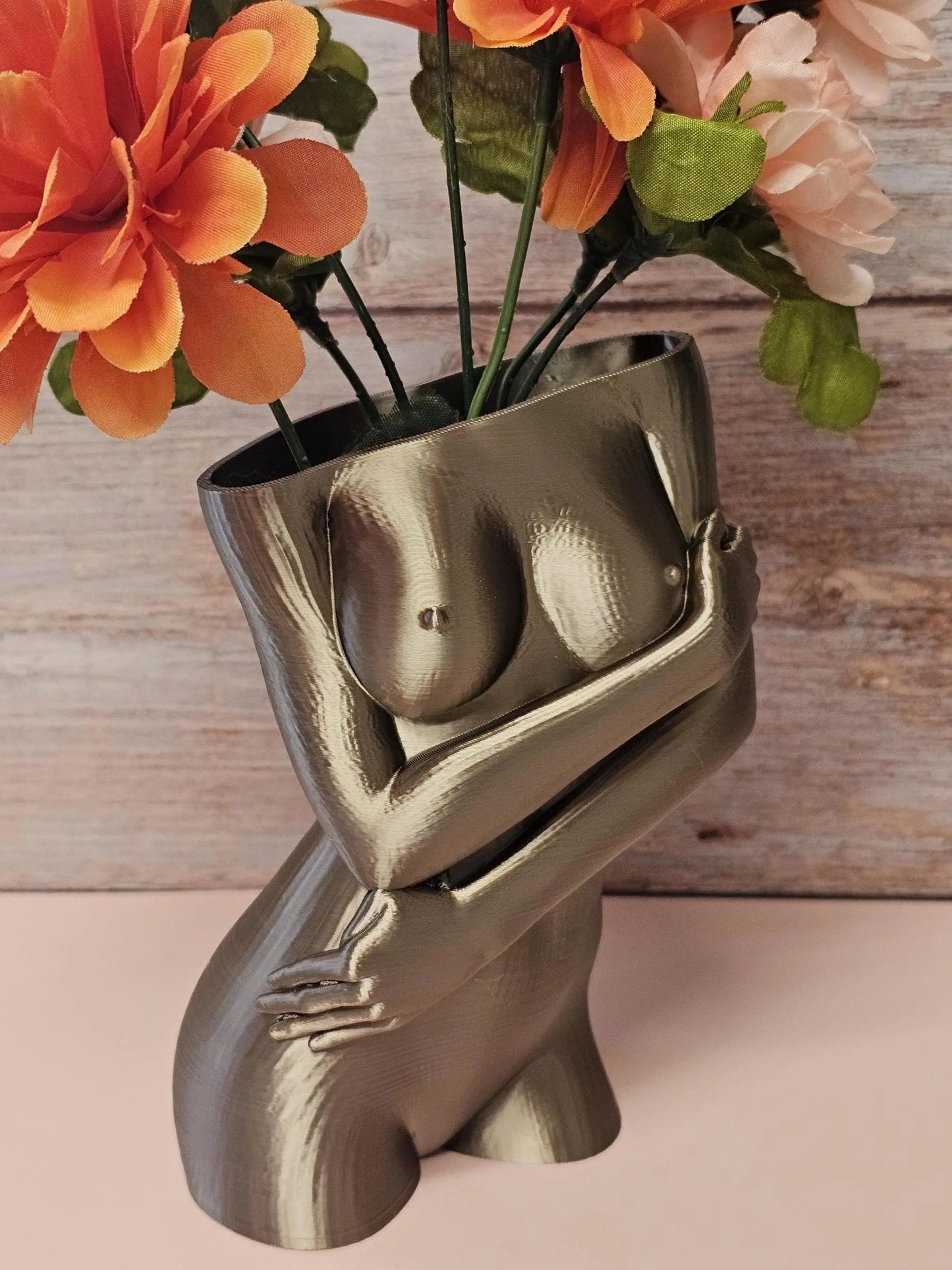 Sculptural Sable Female Torso Vase - Modern Antique Gold Body Positive Art Decor CR3 Design Co