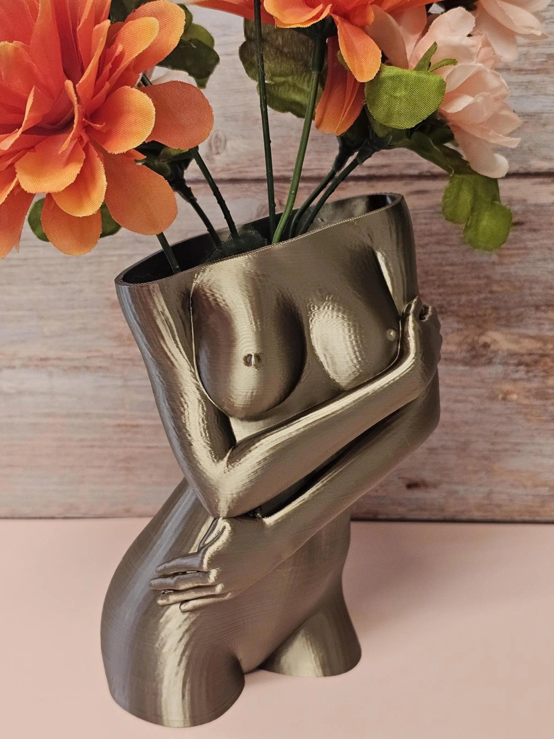 Sculptural Sable Female Torso Vase - Modern Antique Gold Body Positive Art Decor CR3 Design Co