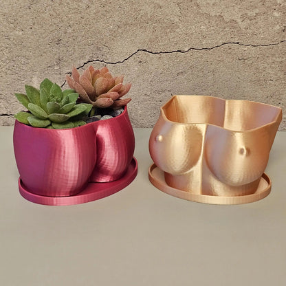 3D Printed Butt Planter: Electric Rose Body Art Vase CR3 Design Co