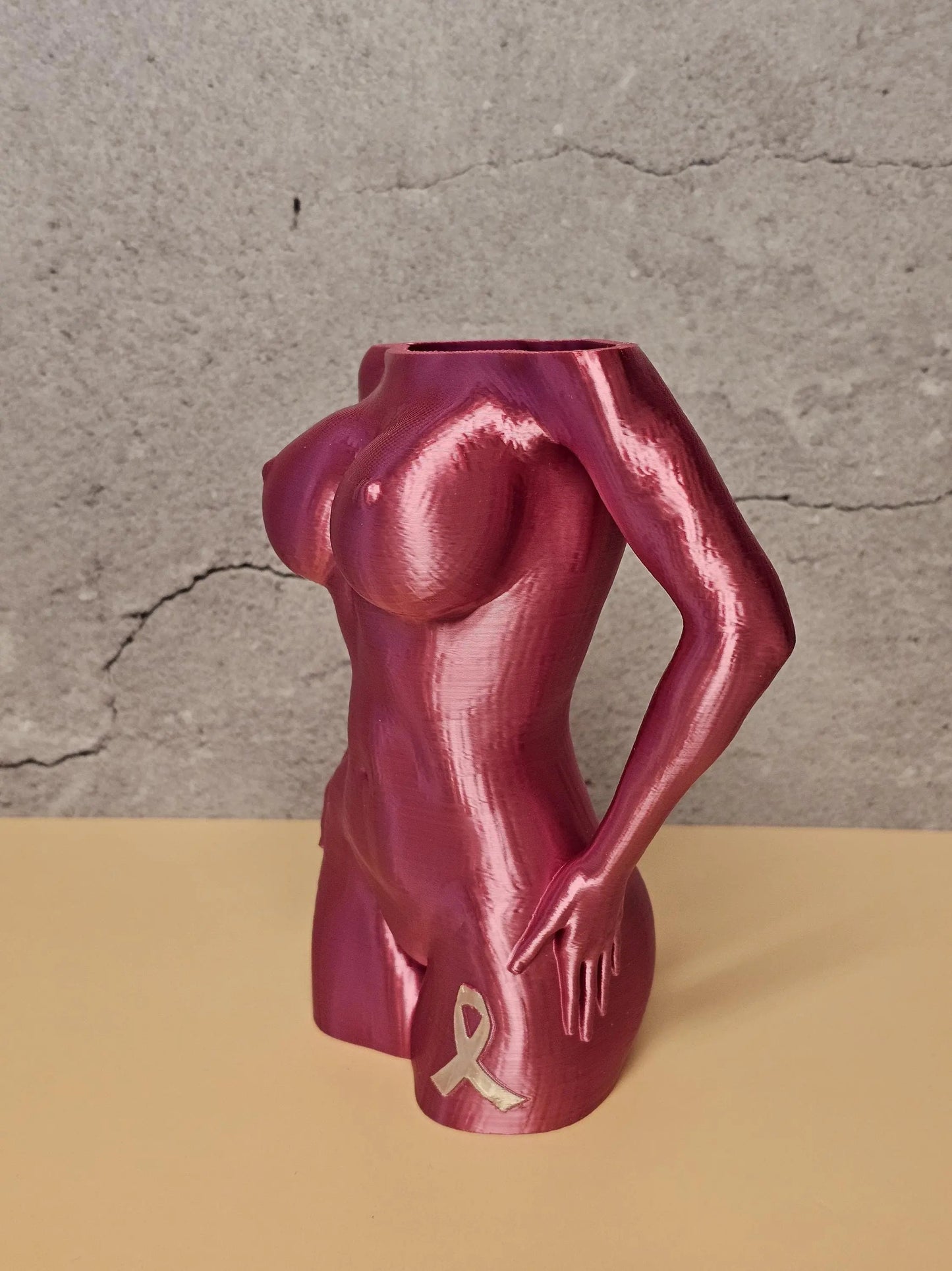 Pink Torso Vase: Breast Cancer Awareness Gift, Ribbon Keychain CR3 Design Co