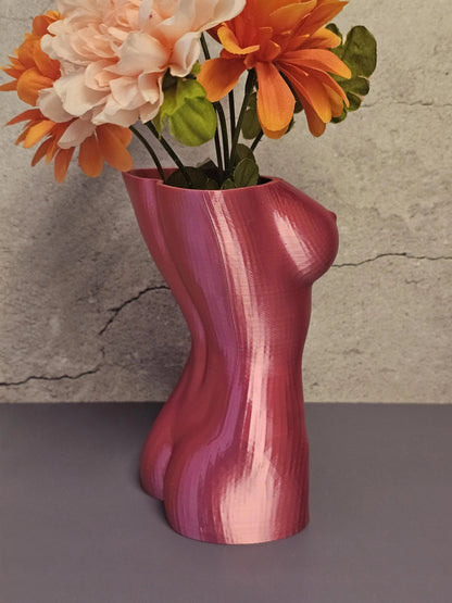 Survivor Pink Luna Vase: 3D Printed Female Form, Breast Cancer Awareness CR3 Design Co