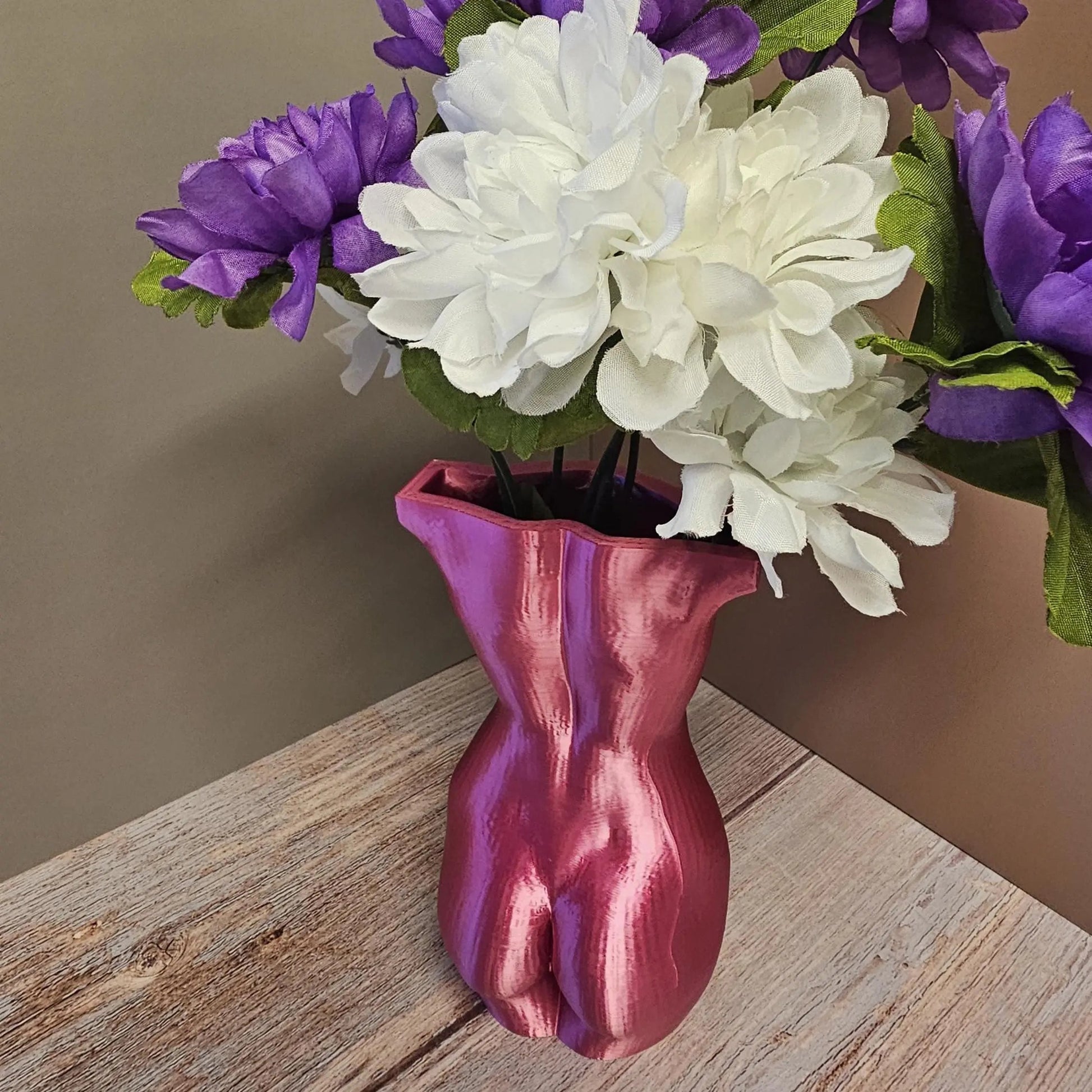 Survivor Pink Lustra Vase: 3D Printed Female Form, Breast Cancer Awareness CR3 Design Co