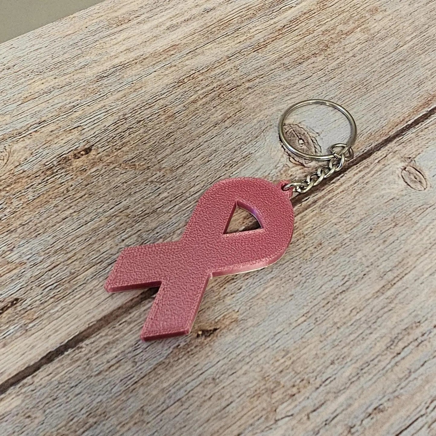 3D Printed Pink Ribbon Survivor Keychain - Breast Cancer Awareness Gift (20% Donated) CR3 Design Co