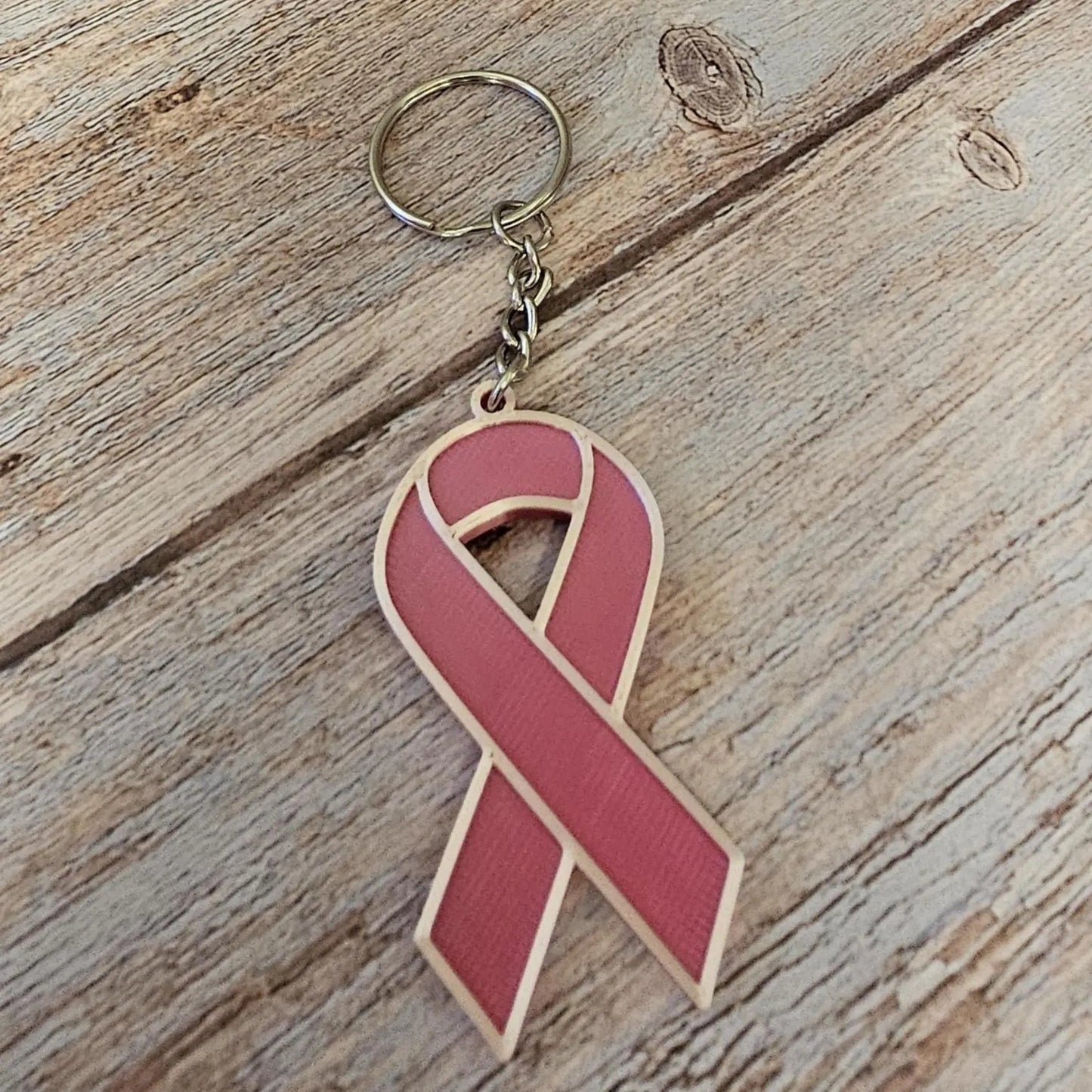 3D Printed Pink Ribbon Survivor Keychain - Breast Cancer Awareness Gift (20% Donated) CR3 Design Co