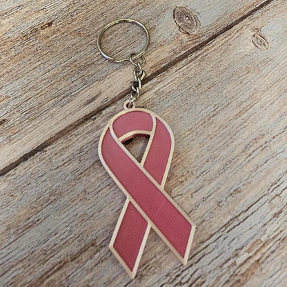 3D Printed Pink Ribbon Survivor Keychain - Breast Cancer Awareness Gift (20% Donated) CR3 Design Co
