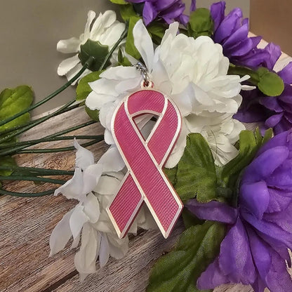 3D Printed Pink Ribbon Survivor Keychain - Breast Cancer Awareness Gift (20% Donated) CR3 Design Co