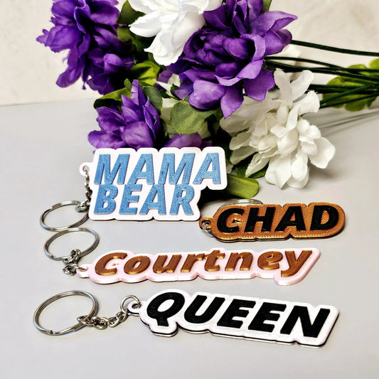 Personalized 3D Printed Name Keychain - Two-Tone Custom Keyring CR3 Design Co