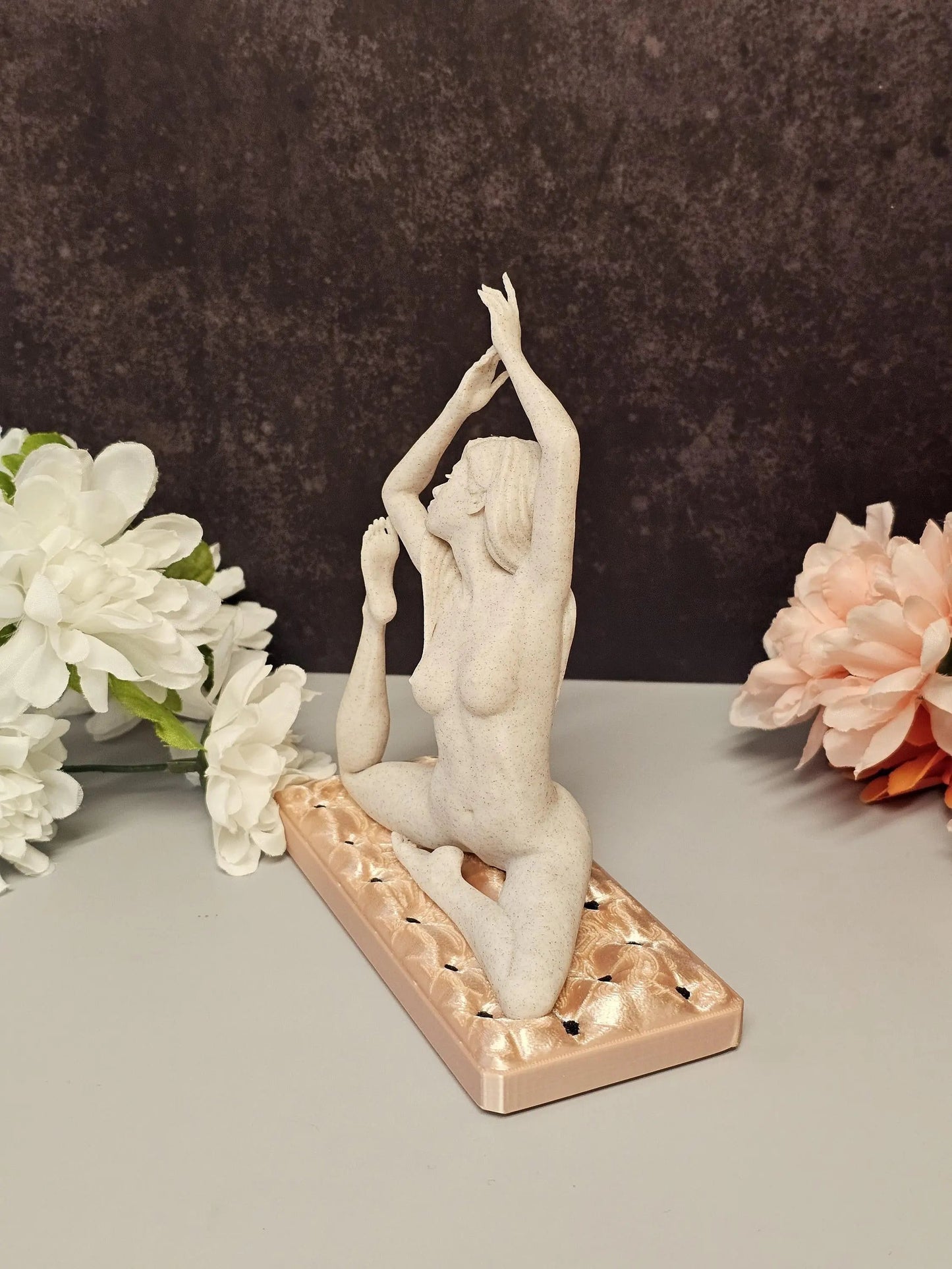 3D Printed Yoga Ring Holder – Stone Texture Female Figure Sculpture CR3 Design Co