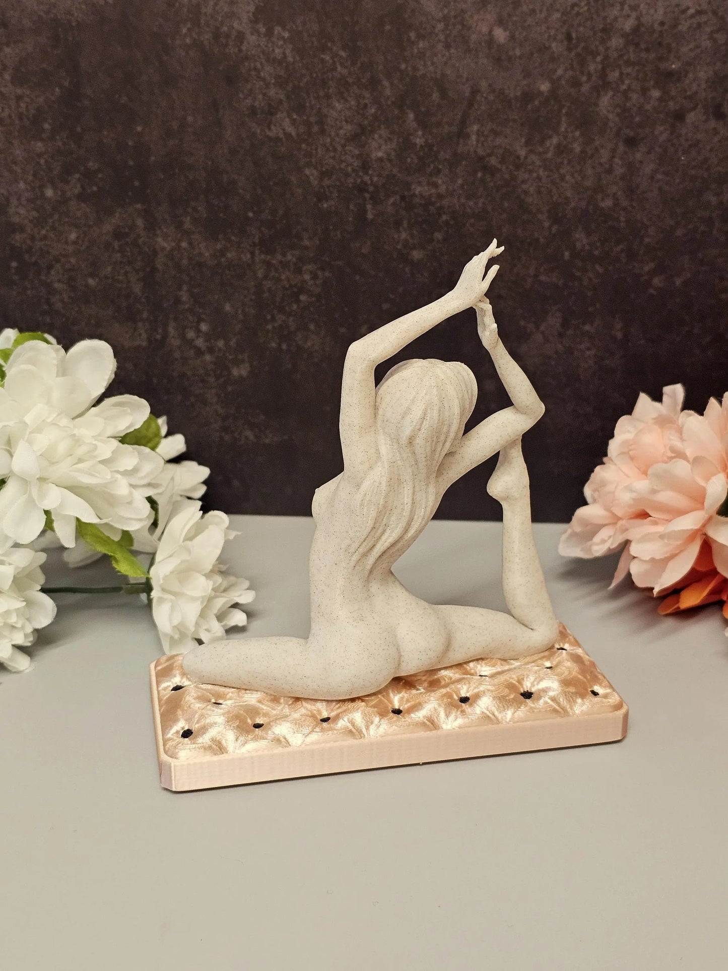3D Printed Yoga Ring Holder – Stone Texture Female Figure Sculpture CR3 Design Co