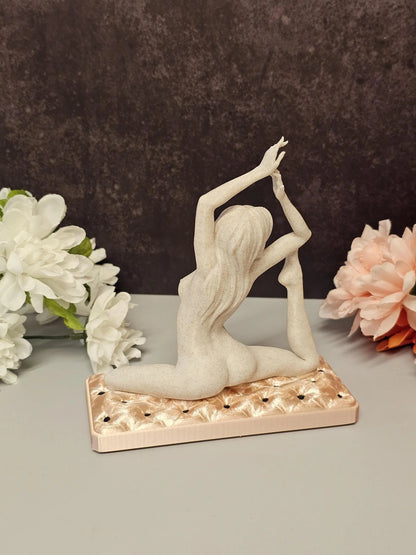 3D Printed Yoga Ring Holder – Stone Texture Female Figure Sculpture CR3 Design Co