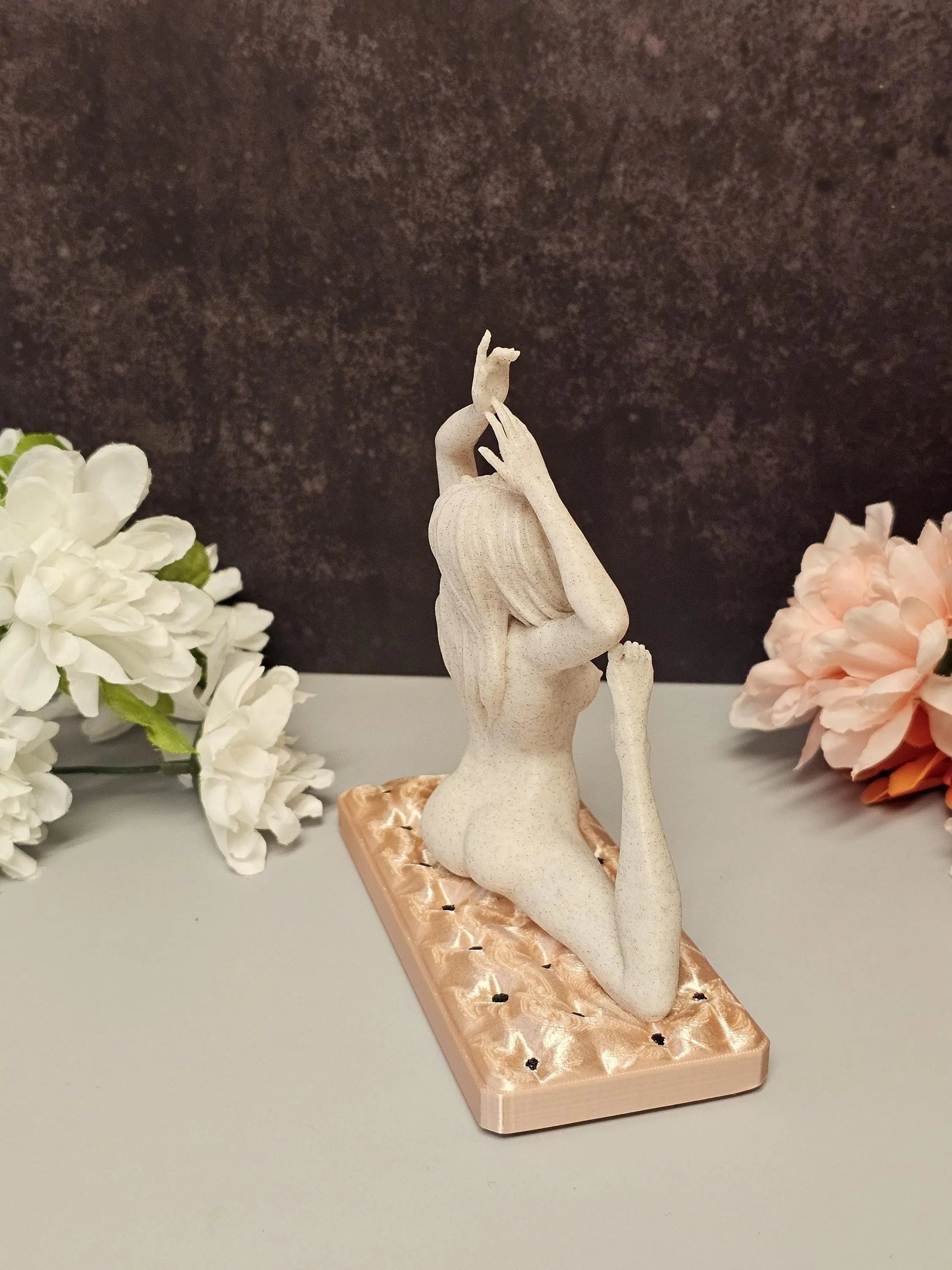 3D Printed Yoga Ring Holder – Stone Texture Female Figure Sculpture CR3 Design Co