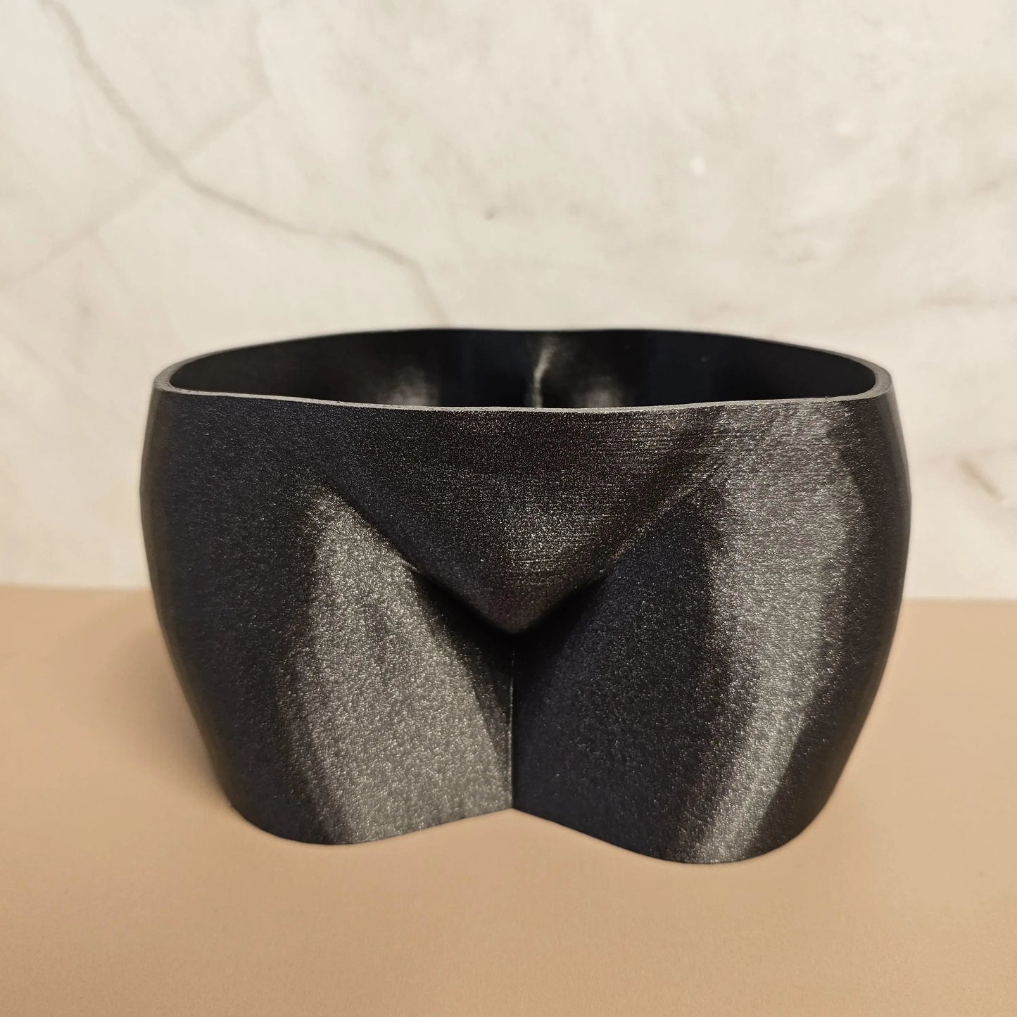 3D Printed Diamond Black Butt Planter - Modern Feminine Booty Sculpture Vase for Small Plants CR3 Design Co